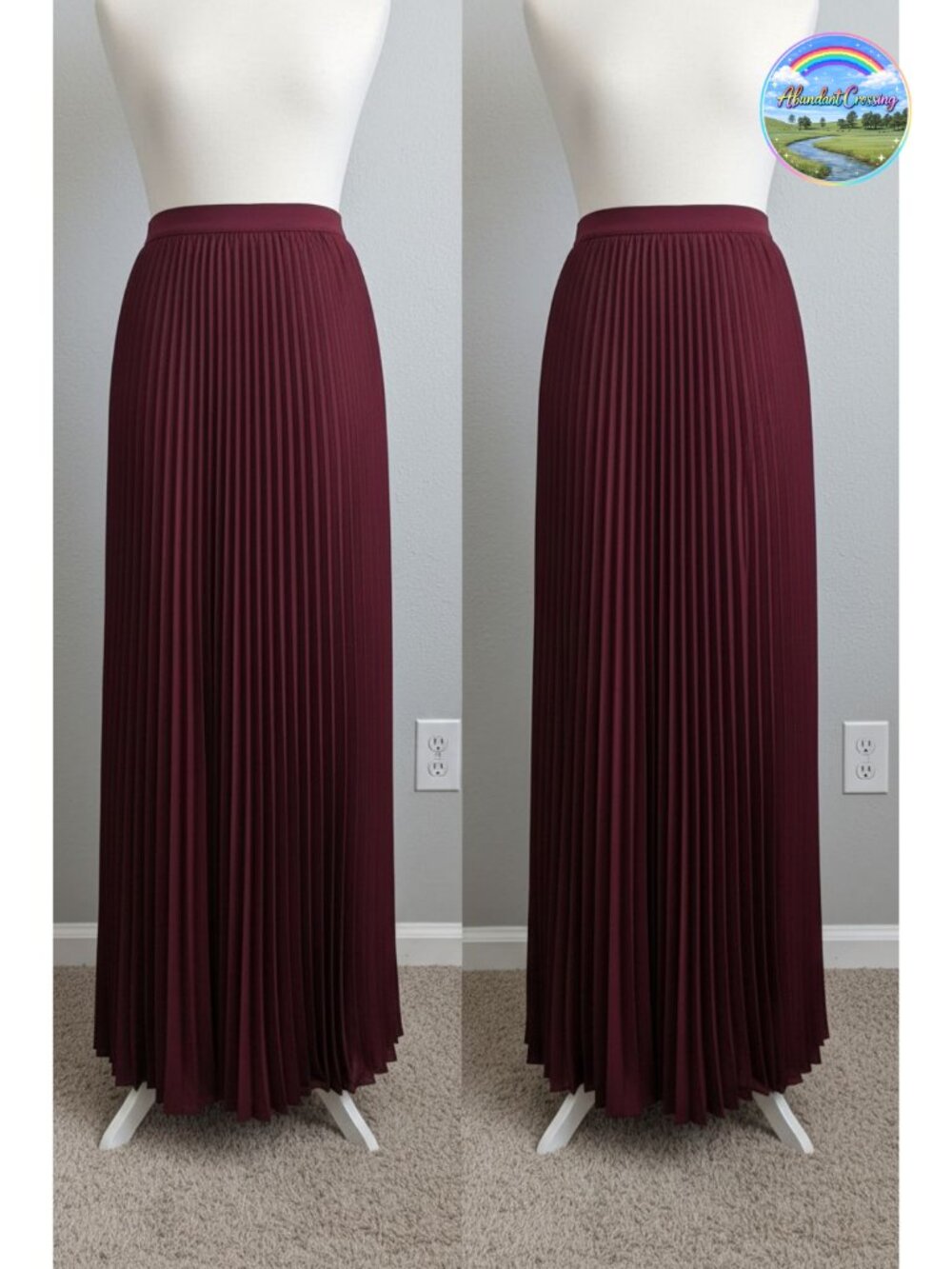 High Waist Pleated Chiffon Maxi Skirt with Pockets Flowy A-Line